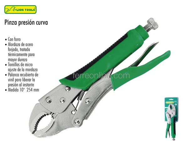 Pinza Presion 10" Curva Forro Lion Tools