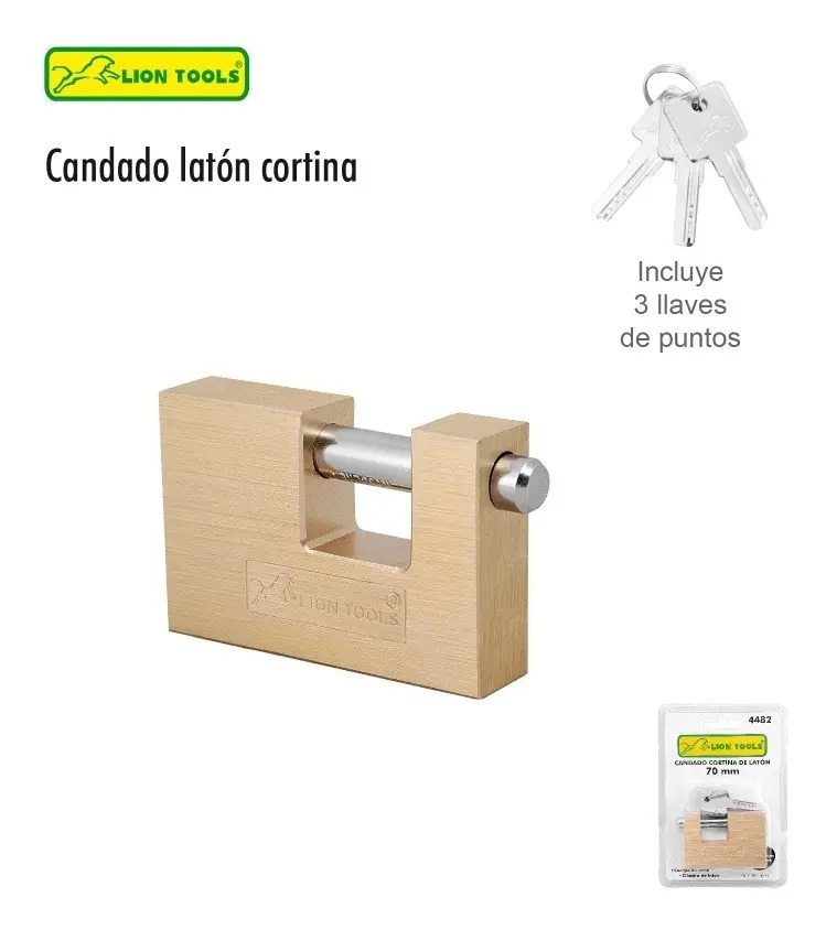 Candado Cortina de Latón 70mm Lion Tools