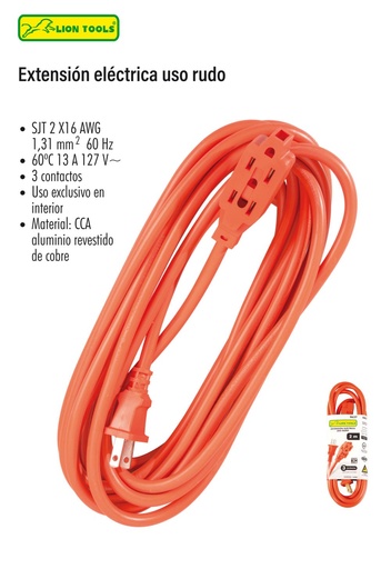 [0637] Extensión eléctrica lion tools uso rudo 2 mts