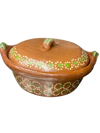 [1/2 K] Cazuela de Barro C/Tapa Decorada