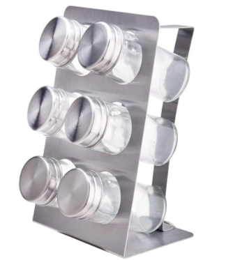 [Y302-REO7] Set de 6 Especieros Acero Inoxidable YAJAD con Base
